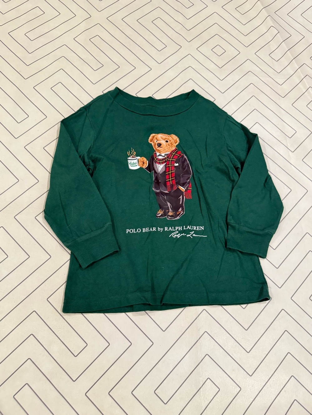 Polo Ralph Lauren Green Polo Bear Long Sleeve Tee